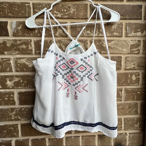 Alice Blue Embroidered Cami Tank Top adjustable straps, Large